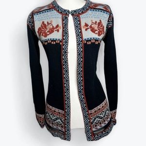 Vintage 70s open sweater cardigan - Bronson of California size small -Dark Blue